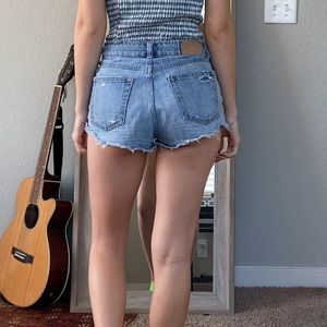 Raw hem denim shorts